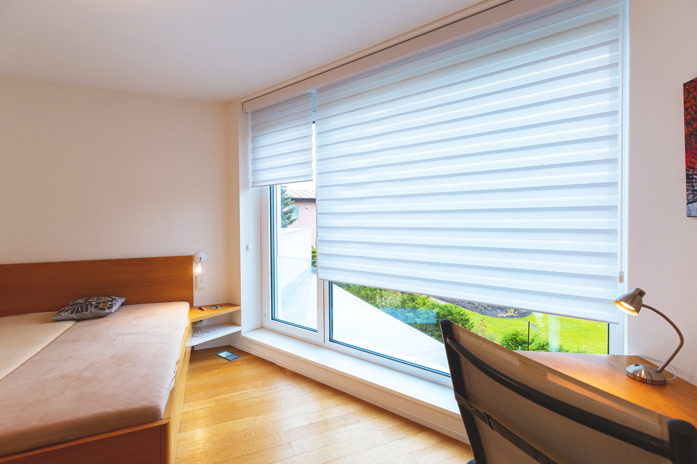 interiérové žaluzie zebra v Průhonicích bílá